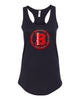 bloomingdale pta black next level - women's ideal racerback tank - 1533 w/ bloom b design on front.