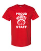 hewitt huskies red short sleeve tee w/ proud staff on front