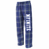nfinite royal/white flannel pj pants w/ nfinite logo on front left leg.