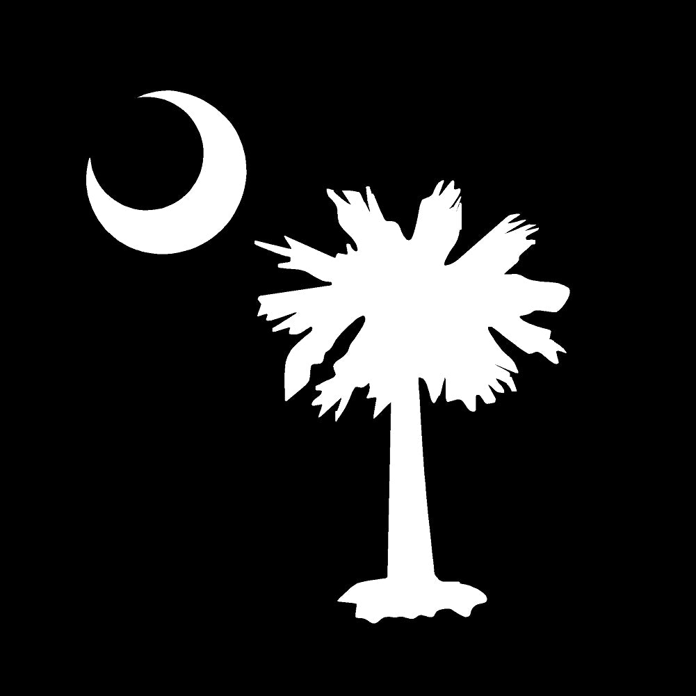 palmetto tree moon sc flag v1 single color transfer type decal