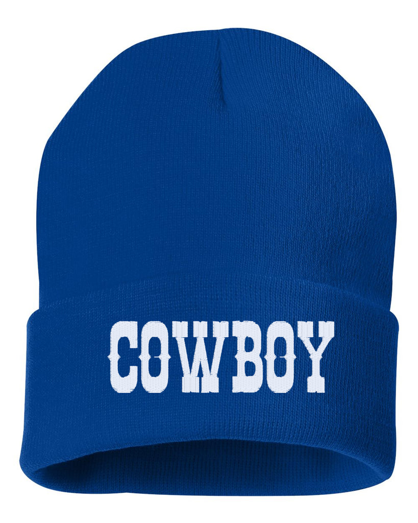 cowboy embroidered cuffed beanie hat