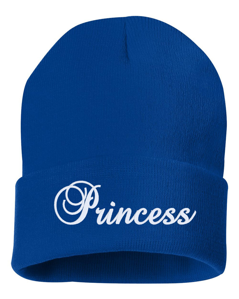 princess embroidered cuffed beanie hat