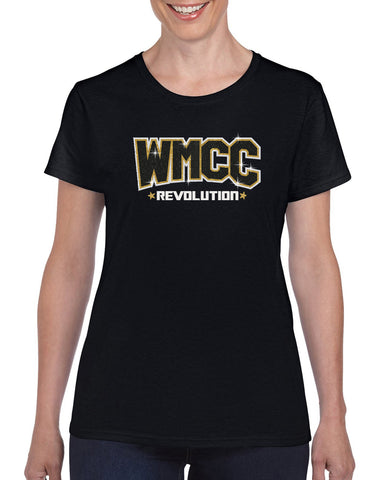 WMCC Black Long Sleeve Tee w/ WMCC Logo in 3 Color SPANGLE on Front.