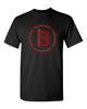 bloomingdale pta black short sleeve tee w/ bloom b logo in spangle on front