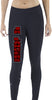 jr lancers competition cheer black legging pants w/ 2 color spangle logo down leg.