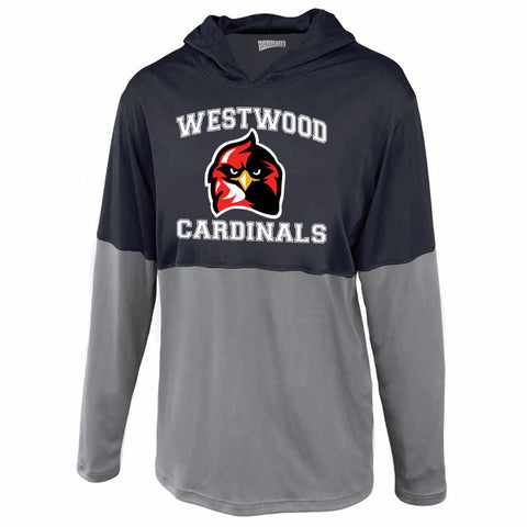 Westwood Cardinals Black Badger - B-Core Sleeveless Hooded T-Shirt - 2108 w/ 2 color Cardinals Crossed Sticks Design on Front.