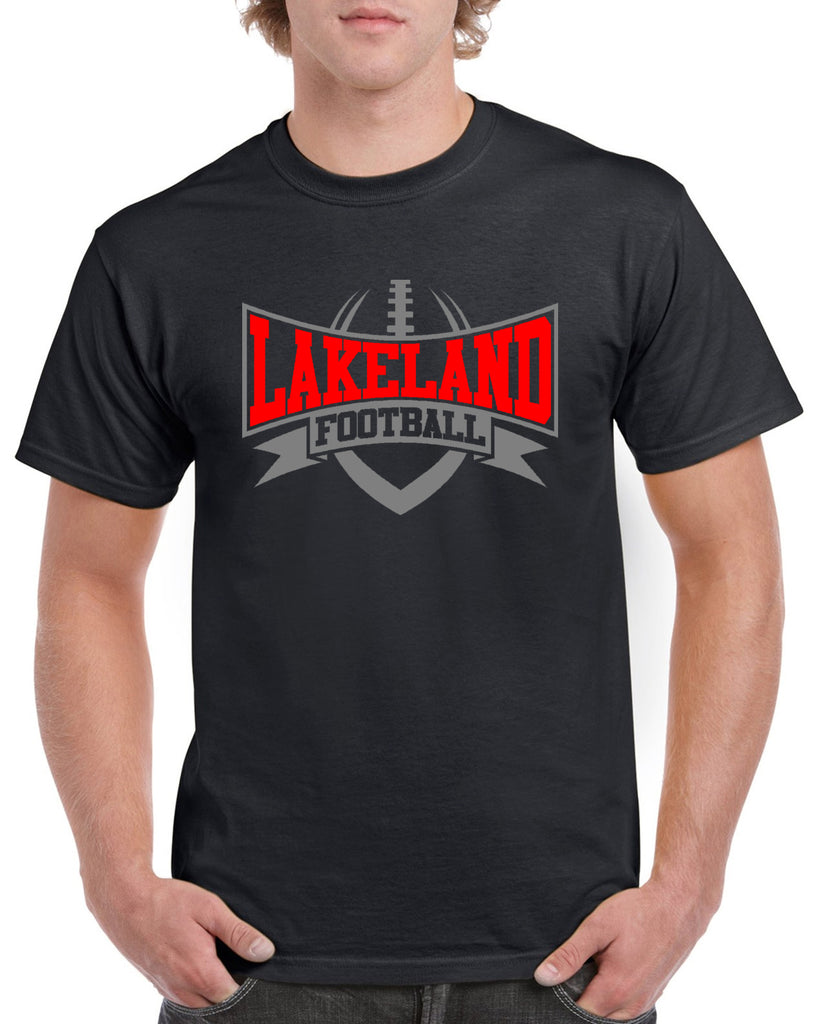 lakeland lancers football men's tee w/ large front logo graphic design shirt