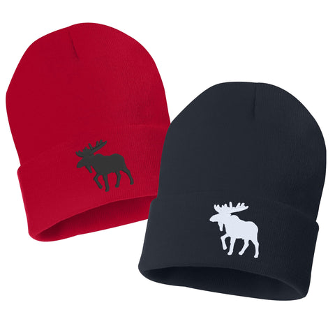 Running Horse Silhouette Embroidered Cuffed Beanie Hat