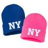 ny state abbreviation embroidered cuffed beanie hat