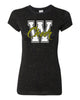 wanaque cheer  glitter crew t-shirt w/ w-cheer design on front.