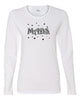 mads white long sleeve t-shirt w/ mads stars design on front.