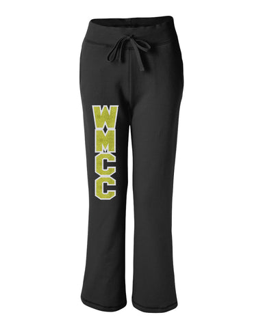 WMCC Black Legging Pants w/ Gold & Silver Spangle Logo down Leg.