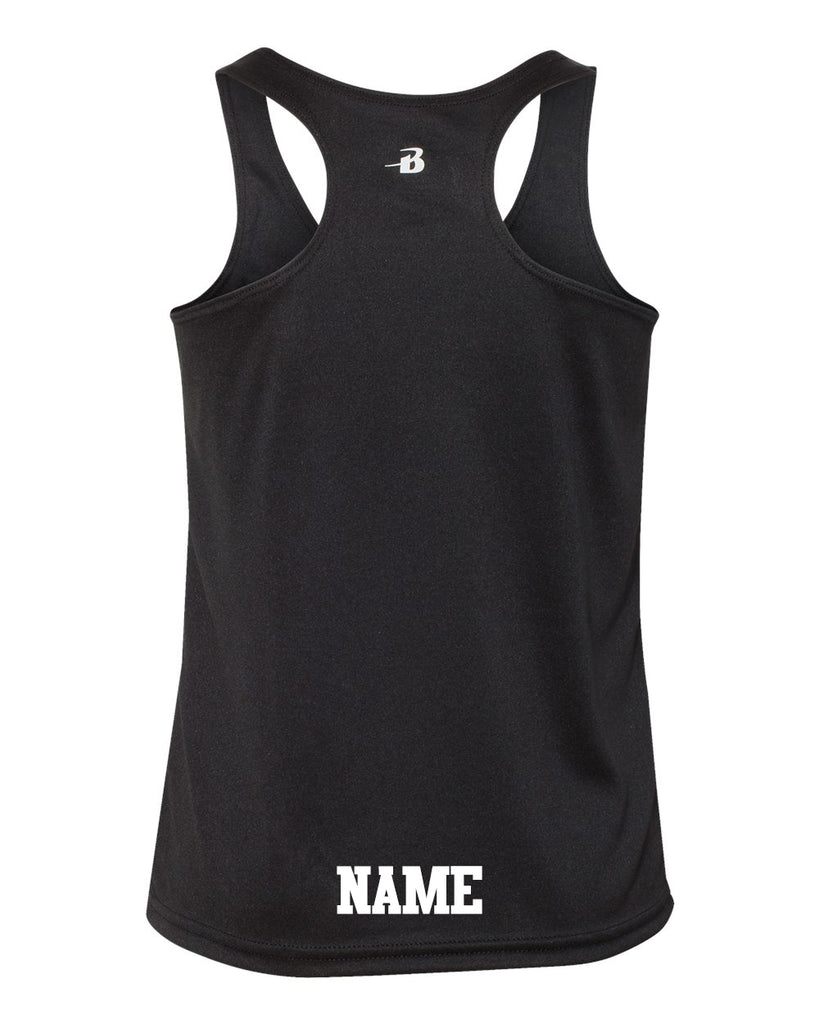 Randolph Gymnastics Black B-Core Racerback Tank Top - 2166 w/ Logo Design V1 on Front